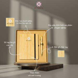 Box gỗ sổ tay & bút bi